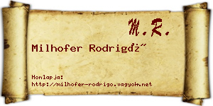 Milhofer Rodrigó névjegykártya
